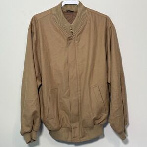 Beverly Hills Carroll & Co. Men's XL Tan Wool Cashmere Blend Bomber Jacket ITALY